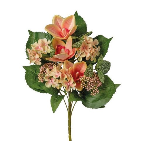 MAZZO FRONTALE ORCHIDEE ORTENSIE H45 ORANGE